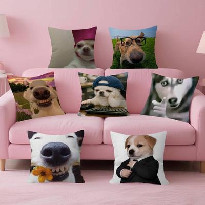 Cute Dog Funny Meme Personalized Picture Text Home Decorative Pillows Household Gifts 45X45Cm