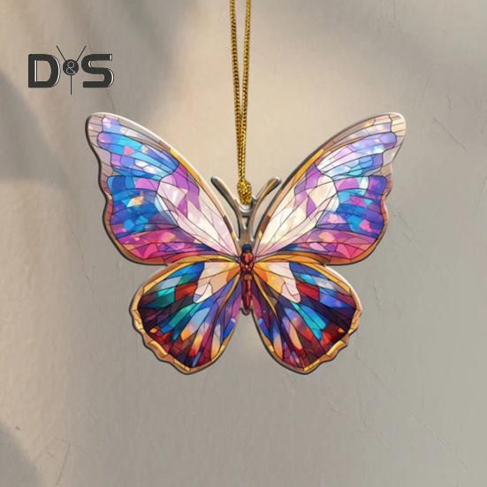 Akrylová barevná závěsná dekorace motýl Oboustranný interiér Venkovní vánoční stromeček Nástěnný závěsný přívěsek zvířátka