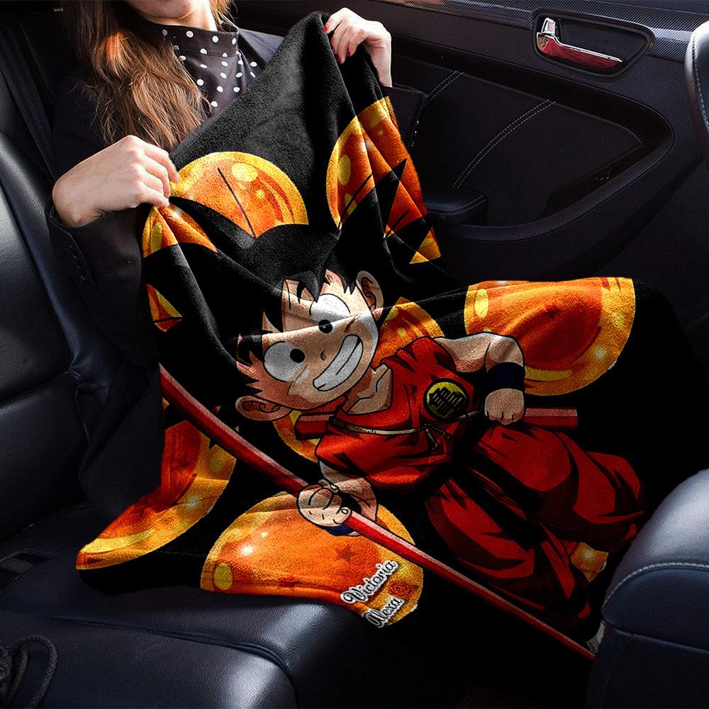 1 szt. Dragon Ball Z, Goku Miękki Ciepły Koc Piknikowy Koc do Drzemki na Kanapę Sofa Biuro Łóżko Kemping Podróż, Wygodny