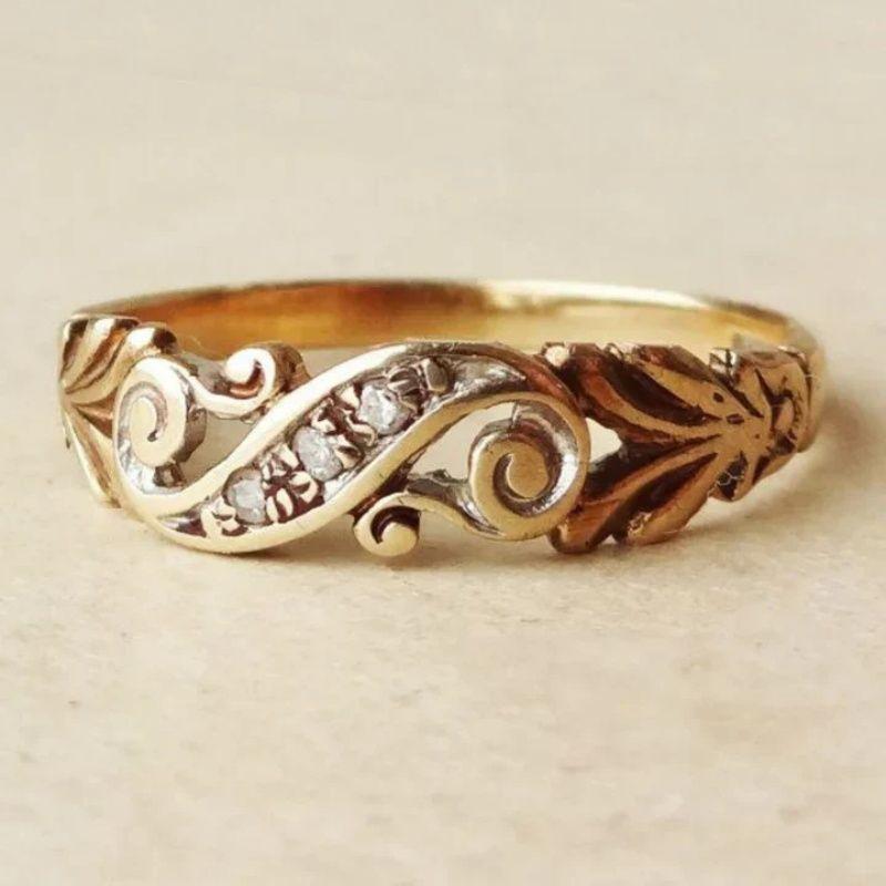 Trendy Flower Shape Rose Gold Color Two Piece Set Inlay Stone Rings For Women Fashion Rings Accessories Custom Jewelry