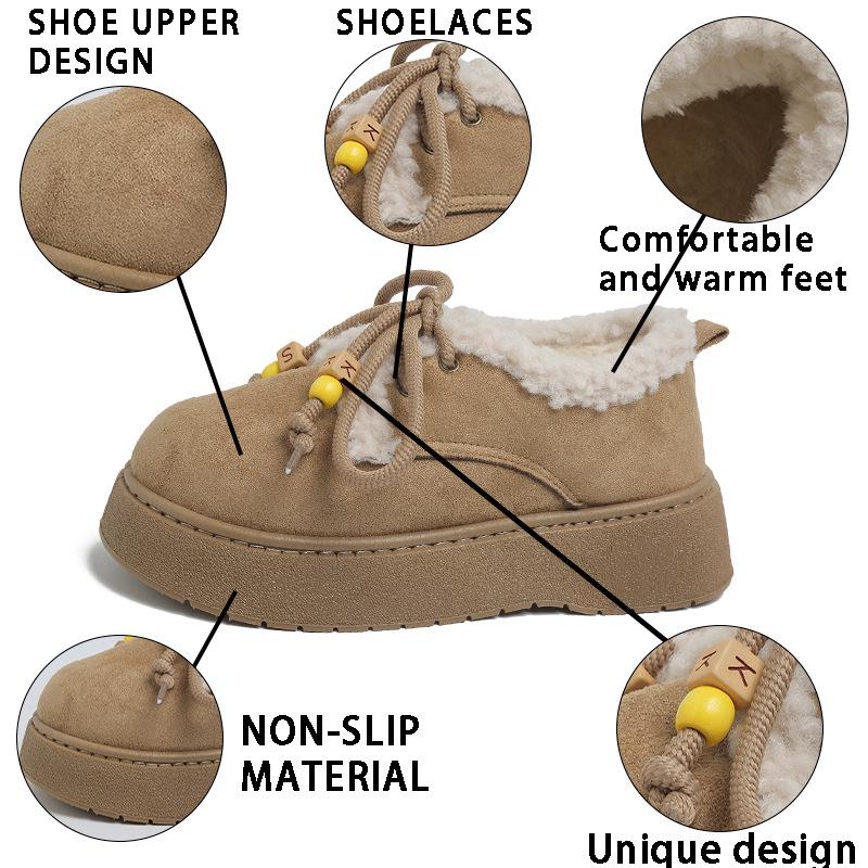 Dames 2025 Vinter Frostet Snøstøvler med Tykk Såle og Pluss Fløyelsfôr