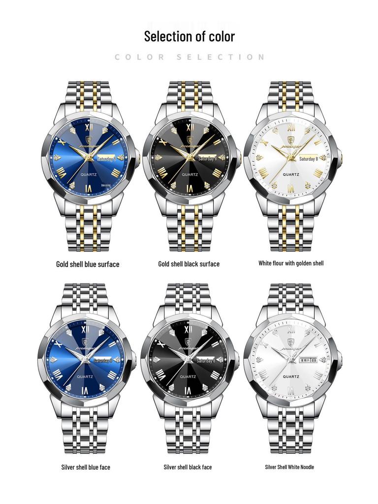 Swiss Luxury Men's Waterproof Luminous Quartz Watch with Solid Band