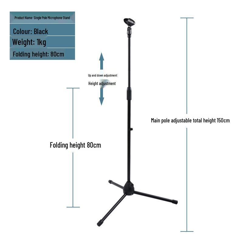 Adjustable Portable Microphone Tripod Stand for Live Streaming, Recording, Outdoor, or KTV