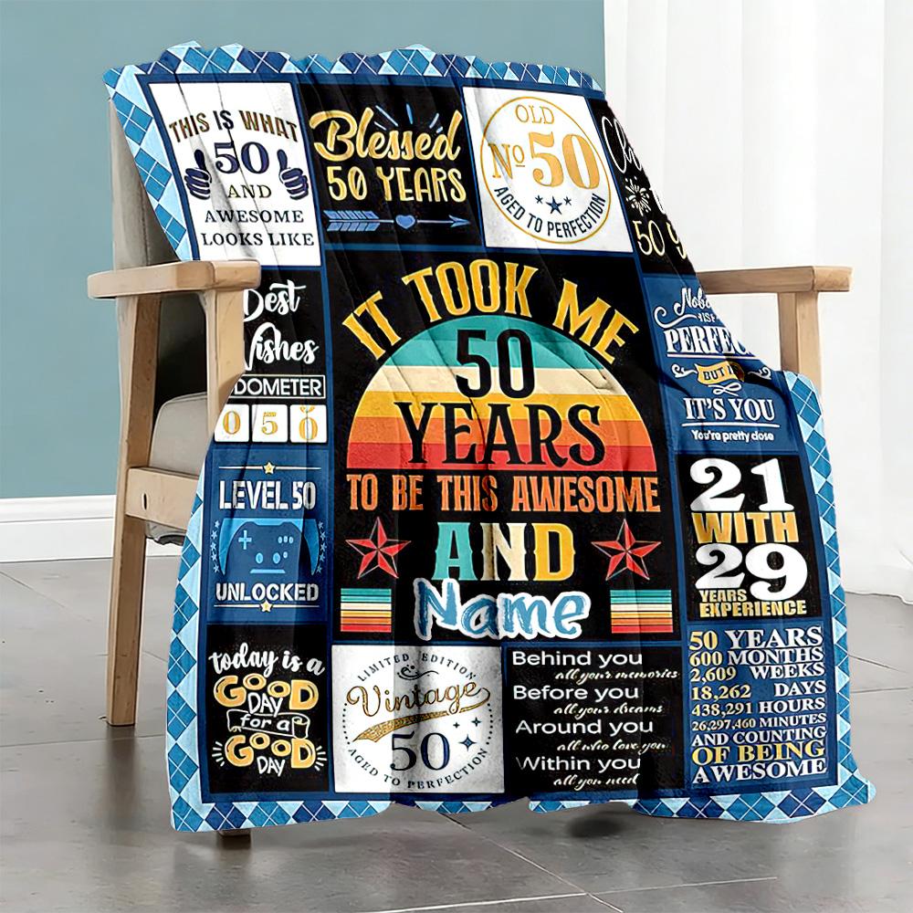 Birthday Personalized Name Blanket Cozy Customizable Blanket Ultra-Soft Perfect for Sofa Couch Home Decor Office Chair Four Seasons Multipurpose