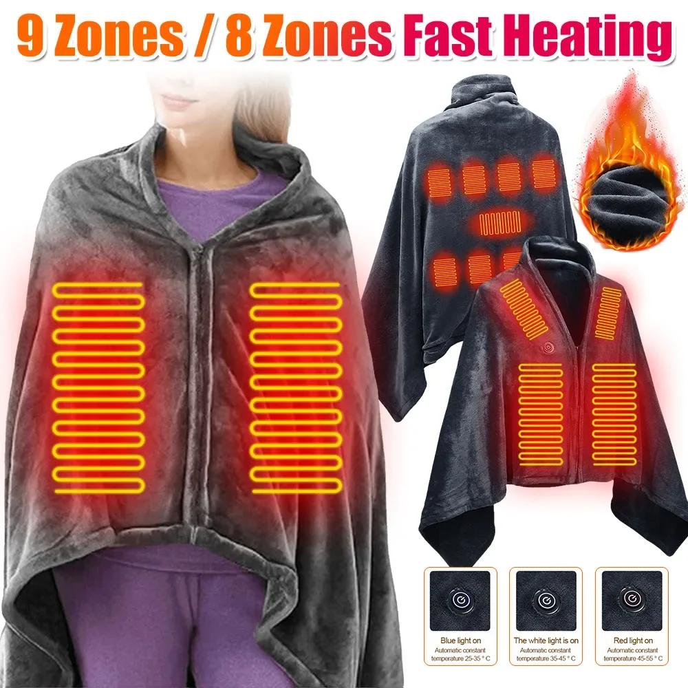 New USB Electric Heated Blanket 3 Heating Levels Fleece Heated Blanket Wearable Heating Lap Blanket for Household and Office LIJ