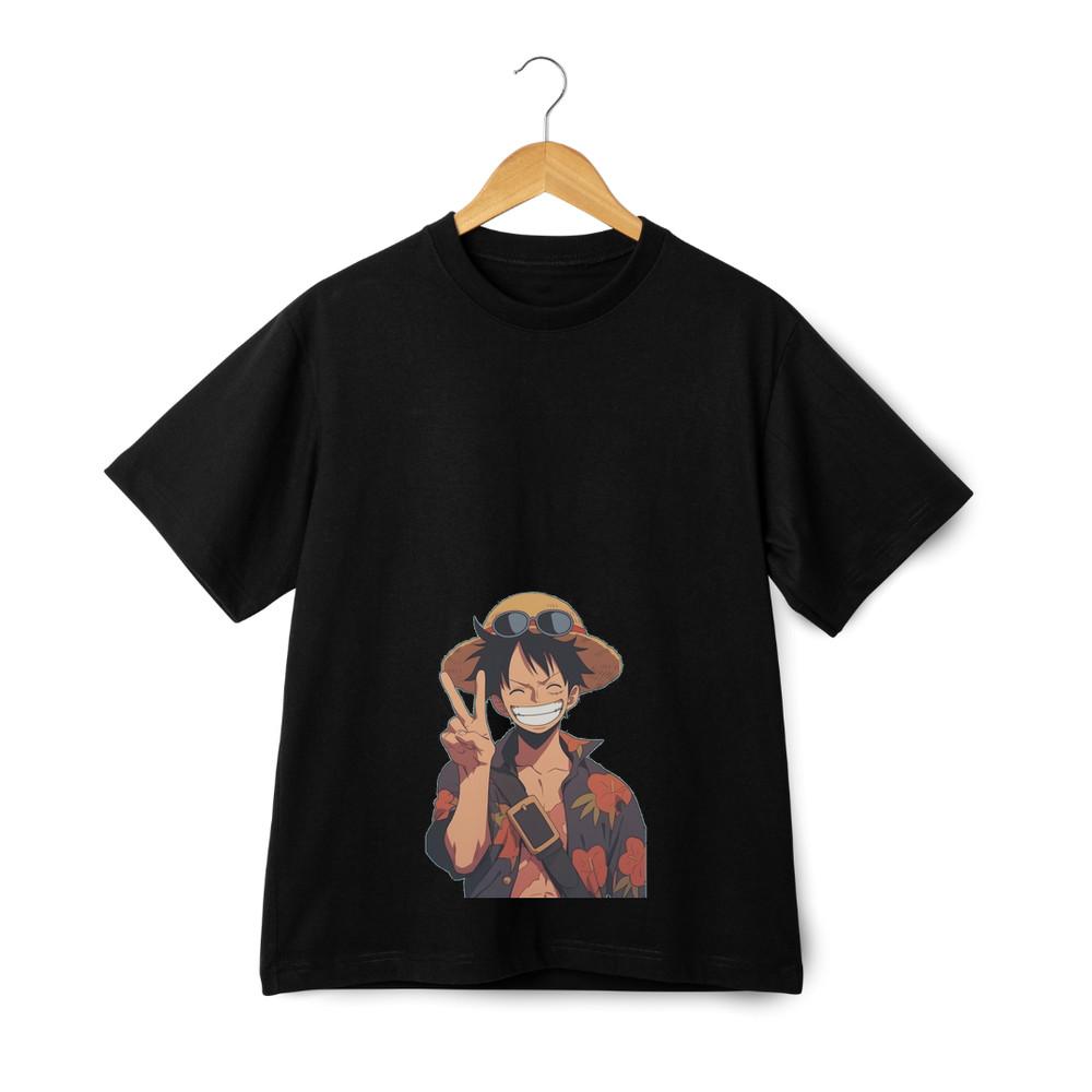 

Luffy Peace Sign Straw Hat Graphic T-shirt - One Piece Street Style Tee 3XL