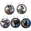 Halloween Witch Black Cat Hanging Sign 2D Flat Acrylic Broom Witch Round Sign Indoor Outdoor Porch Door Hanger Wall Hanging Decoration