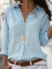 Women's Deep V Button-Up Chiffon Shirt - Long Sleeve, Autumn/Winter Collection