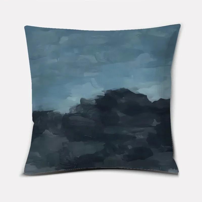 Square Home Office Oil Painting Landscape Series Pattern Decorative Pillowcase