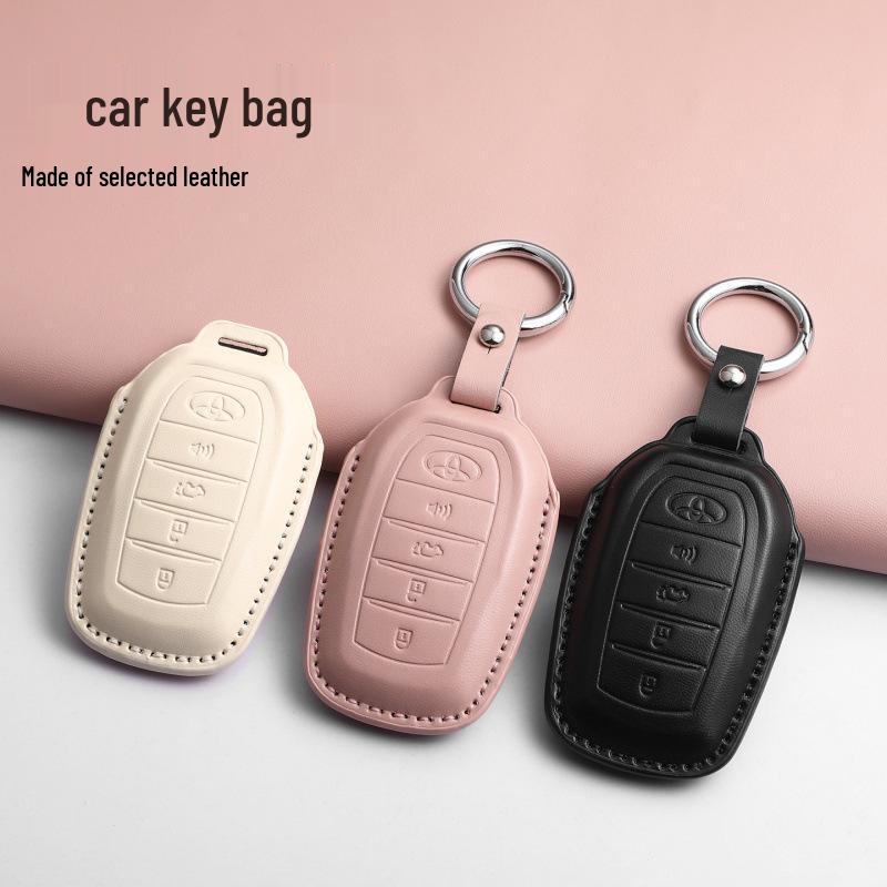 Toyota Tundra/Sequoia US Key Cover - Pink & Black Leather Shell 