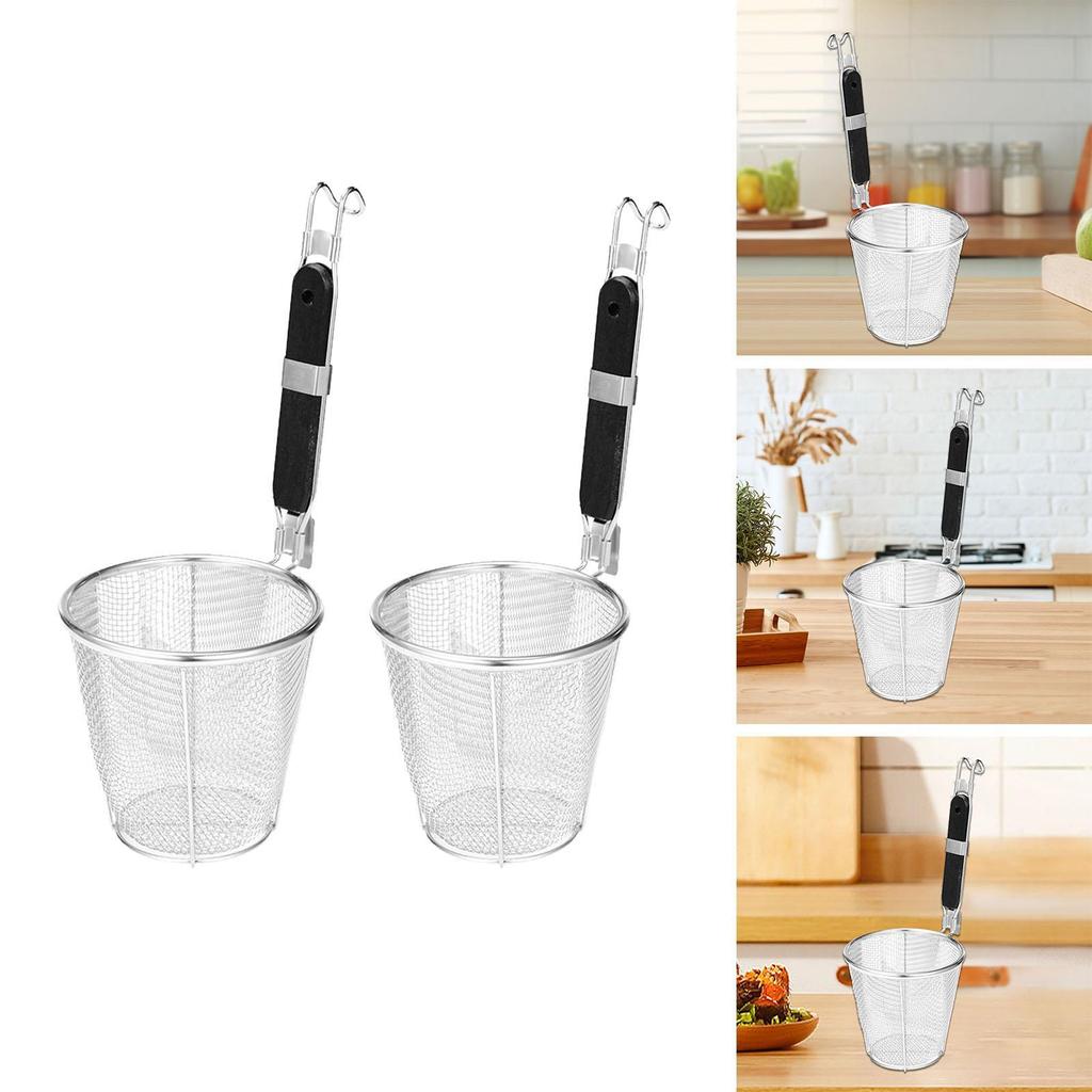 Boil Basket Frying Food Basket Portable Hot Pot Colander Pasta Strainer Noodles Colander for Chips Cooking Draining Barbecue
