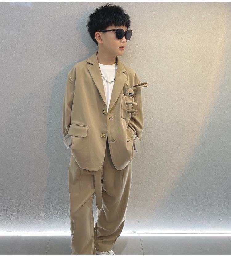 Herbst 2025 Jungen Trendiger Lockerer Blazer Zweiteiliges Anzug-Set