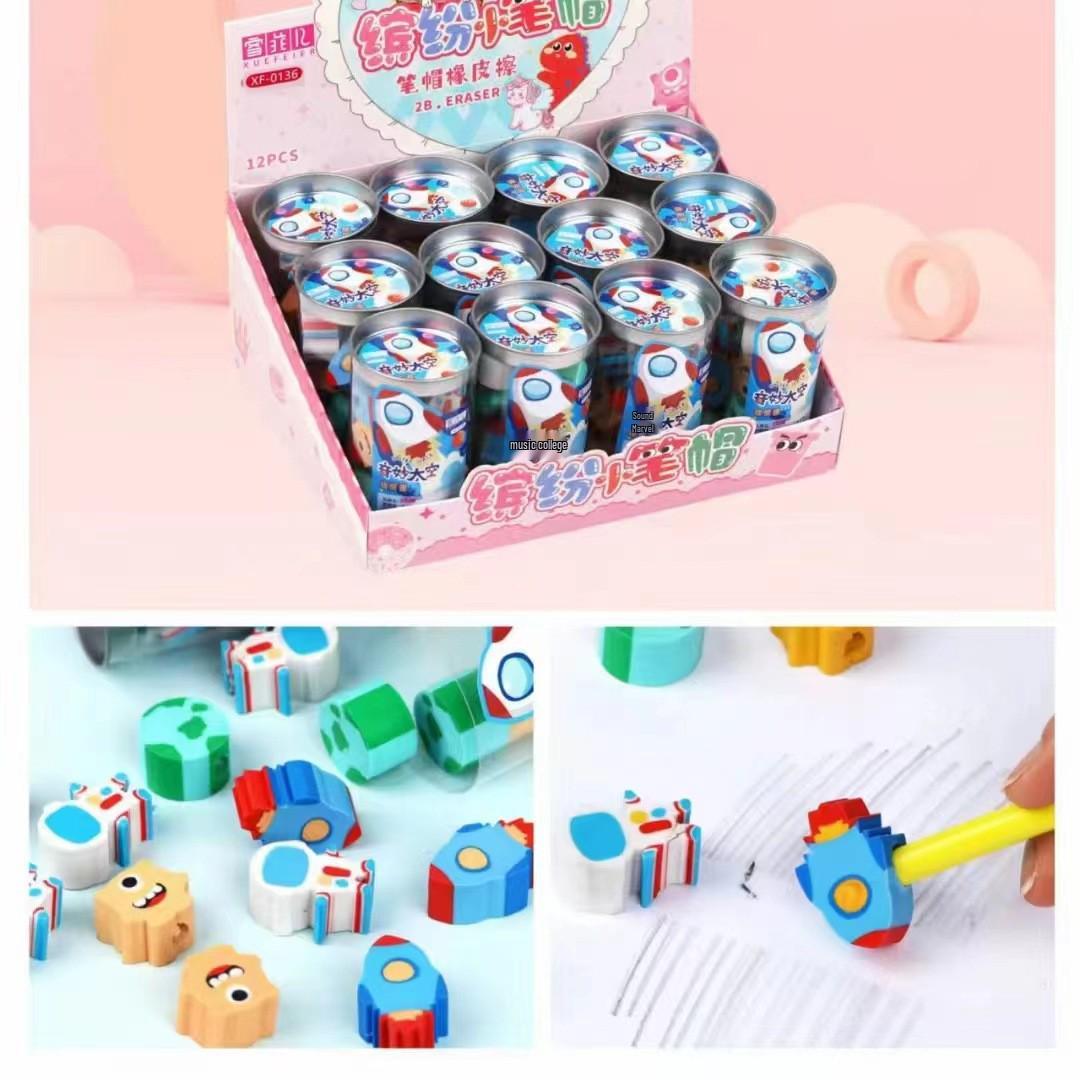 Cartoon Dinosaur Pen Cap Eraser - Cute Student Gift, Christmas Stocking Stuffer, Children s Stationery.