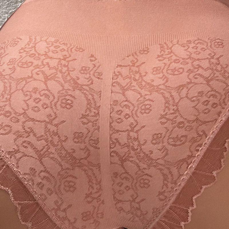 High-Waisted Tummy Control Waist Trainer Butt Lifting Briefs with Hidden Pattern Sexy Lace Trim Super Hot Plus-Size Underwear