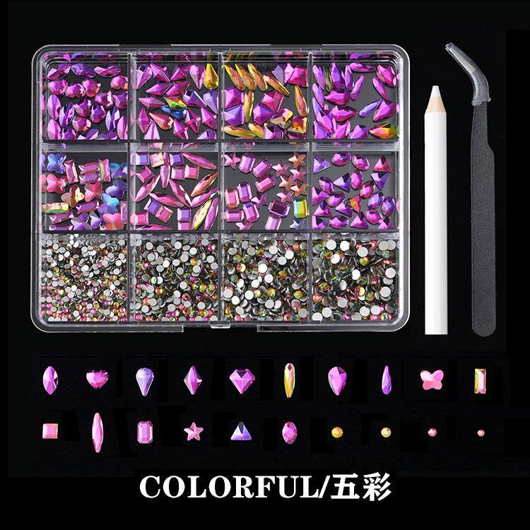 

Набор украшений для дизайна ногтей из 12 сеток и страз с плоским дном и специальной формой бриллианта