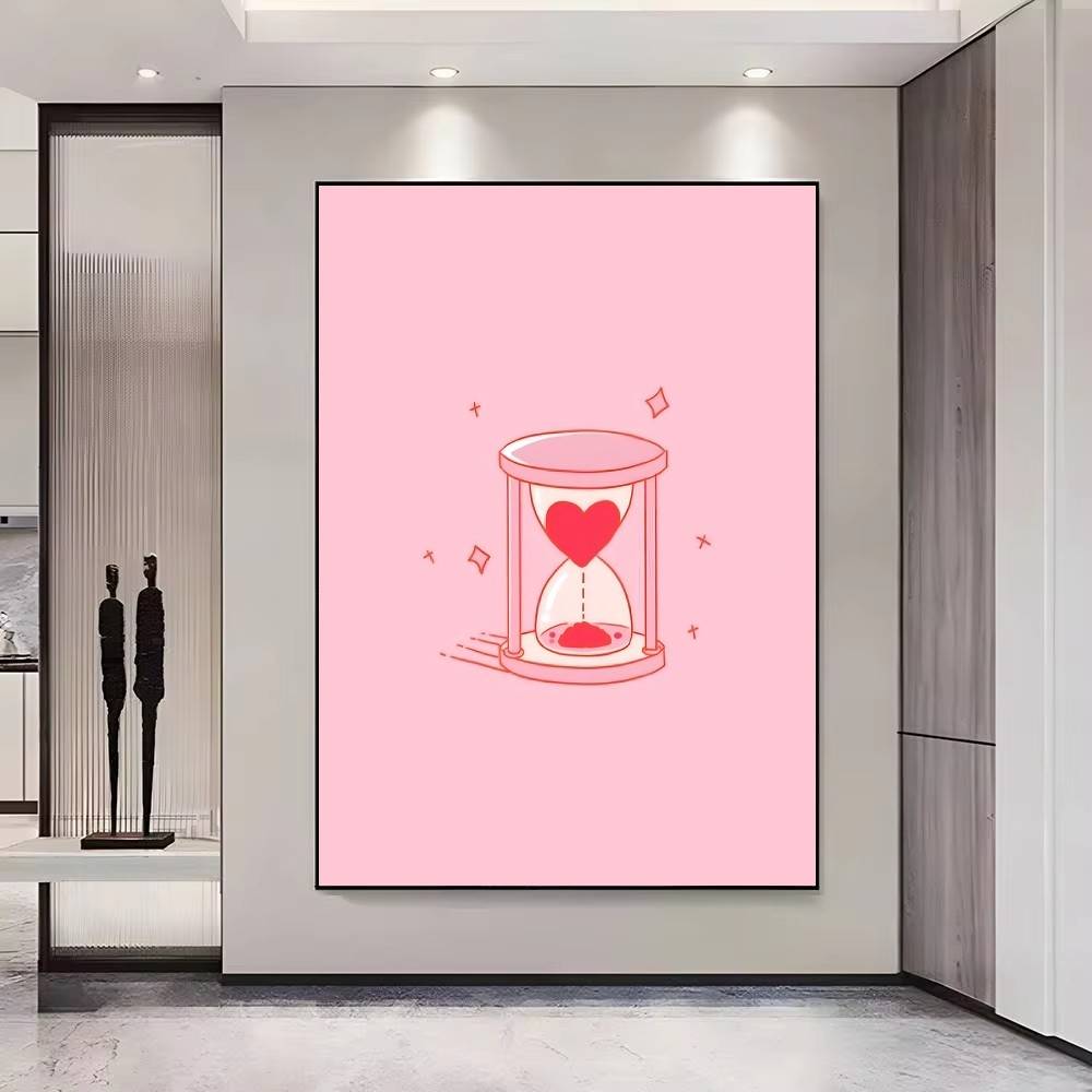 Cartoon Trendy Retro Aesthetic Pink Card Posters Fancy Wall Sticker for Living Room Bar Decoration Wall Decor