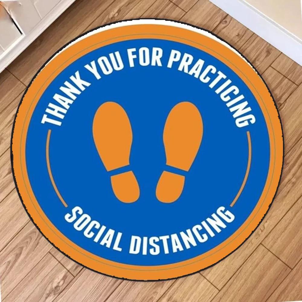 Footprint Logo Teppich Runder Teppich Cartoon Muster Bereichsteppiche Runder Bodenmatte Wohnzimmer Badezimmer Küche Teppichmatten Fußmatte