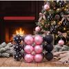 6 Piece Matte Polka Dot Plastic Christmas Ornament Balls Handmade Hanging Decor for Tree Holiday Home Display Use