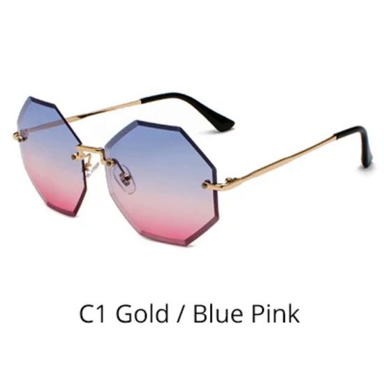 

Роскошные солнцезащитные очки Ralferty, женские розовые многоугольные солнцезащитные очки без оправы, женские солнцезащитные очки большого размера, люксовый бренд, Zonnebril Dames J3372 As picture