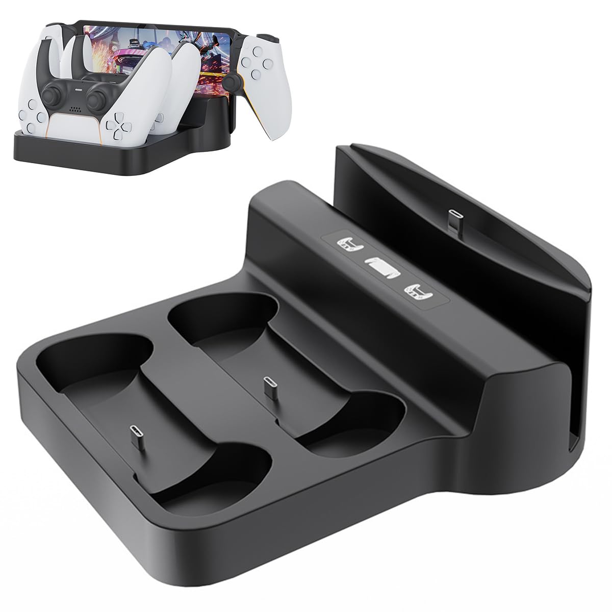 

Miimall PS Portal Charging PS5 Portal Remote Player Fast Charging Charges Two Controllers Charging Station with Storage Stand, Charger, Dock, чорний