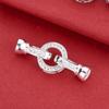 Conector de Pulsera de Perlas de Doble Anillo de Plata de Ley S925 con Circonita Cúbica, Cierre para Joyería DIY Hecho a Mano