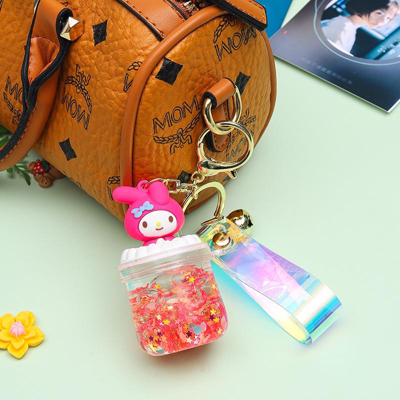Refillable Sanrio Luminous Glitter Bubble Bead Keychain Pendant - Trendy Women's Bag Charm