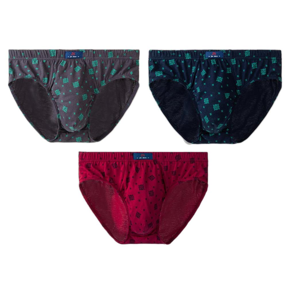 3Pcs Men's Cotton Briefs Knickers Printing Panties Breathable Underwear Youth Comfortable Underpants L XL XXL 3XL 4XL