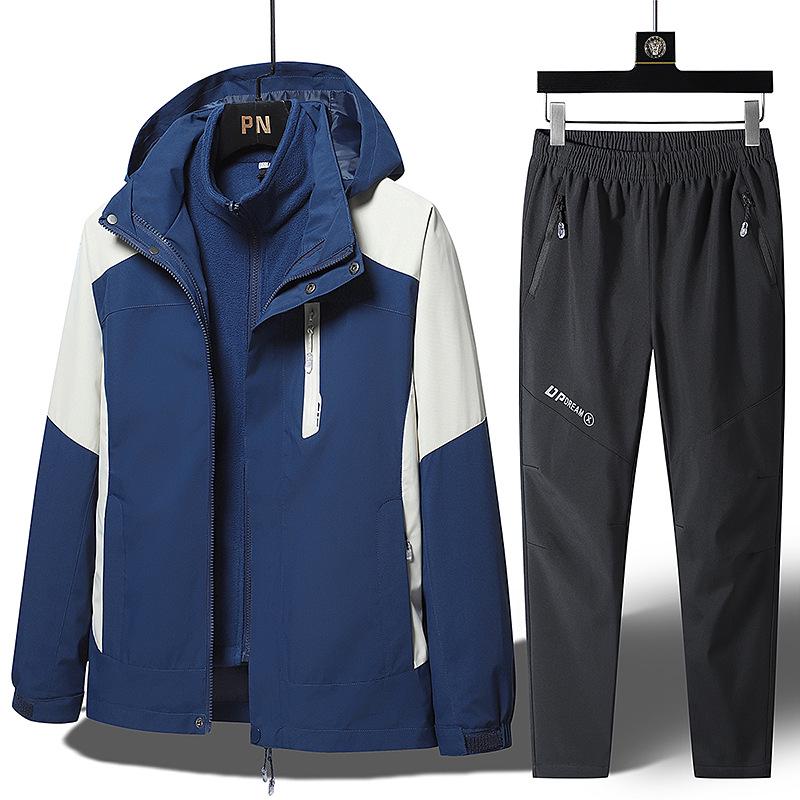 Three-in-One Winter Ski Suit Set: Windproof, Waterproof, Plus Velvet for Men, Women, and Children