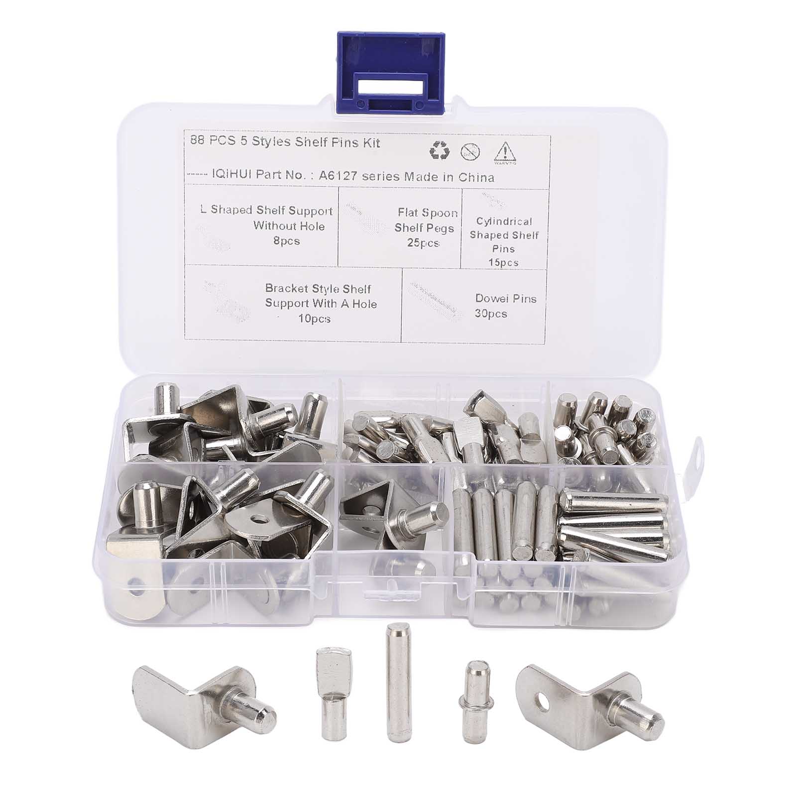 

Набор полочных штифтов 5 стилей 88 шт. Никелированные полочные опорные штифты для шкафа дома на колесах, книжной полки, витрины