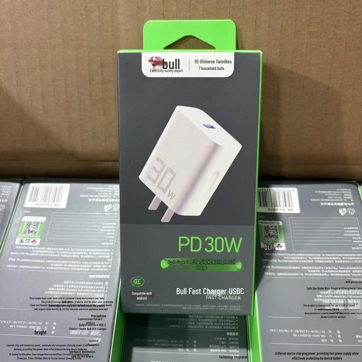 

Bull AUB30B PD30W Fast Charger for Apple and Android Devices