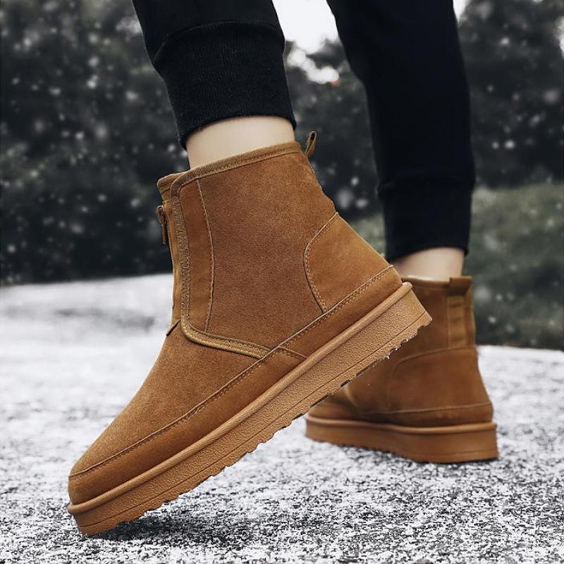 Round Toe Snow Boots Winter Men Thick Soled Shoes Short Plush Warm Comfortable Men's Boots Outdoor Casual Shoes Man Cotton Boot