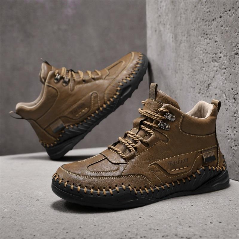 38-48 Men Large Size Hand-stitching Leather Men Boots Split Leather Casual Leather Shoes Men Ankle Boots