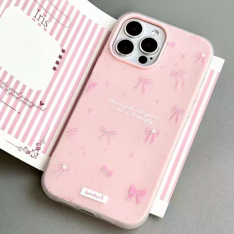 Luxury Bow Knot Phone Case for iPhone 16 15 14 13 12 Pro Max 11 14 Plus Casing Shockproof Bumper Fundas