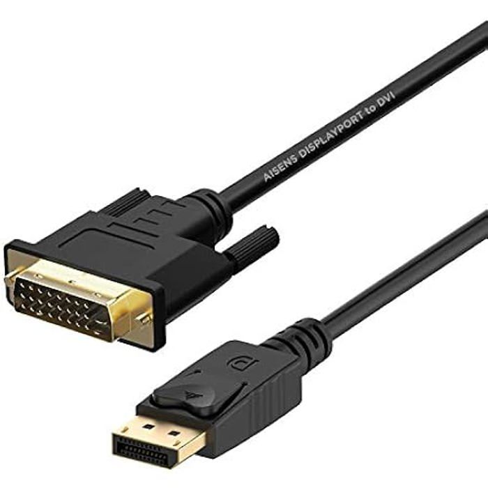 AISENS A125-0366 Câble convertisseur DisplayPort vers DVI mâle vers DVI mâle Noir 2 m