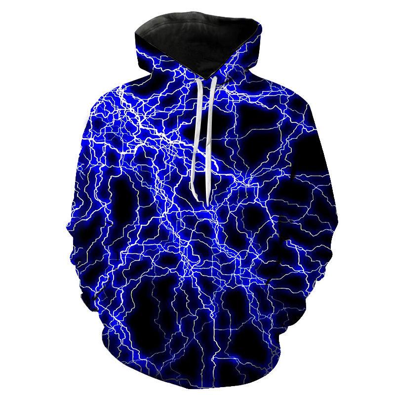 Lightning 3D-trykt hettegenser for menn Mote gensere Genser Langermet gutte jente hettegensere Streetwear Uformell hettejakke