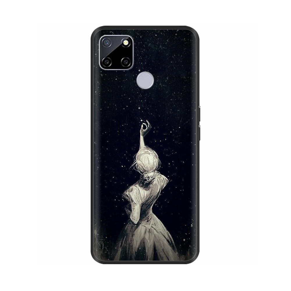 For Realme C25 Case C25s Soft Cute Cover for OPPO Realme C25Y C21Y Silicone Black TPU Phone Case For OPPO Realme C21 Flower Capa