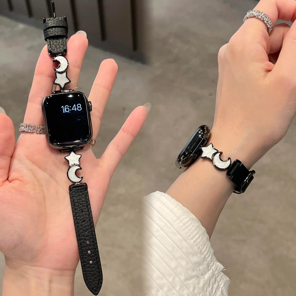 Newest leather loop For Apple Watch band women 11/10/9/8/7/6/5/4/3/2/1 SE 38mm 40mm 41mm 42mm 44mm 45mm 46mm 49mm Strap