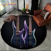 3D E-Gitarre Klassische Gitarre Musik Runder Teppich Teppich für Wohnzimmer Schlafzimmer Kinderzimmer Dekor, Haustierbereich Teppich Rutschfeste Bodenmatte