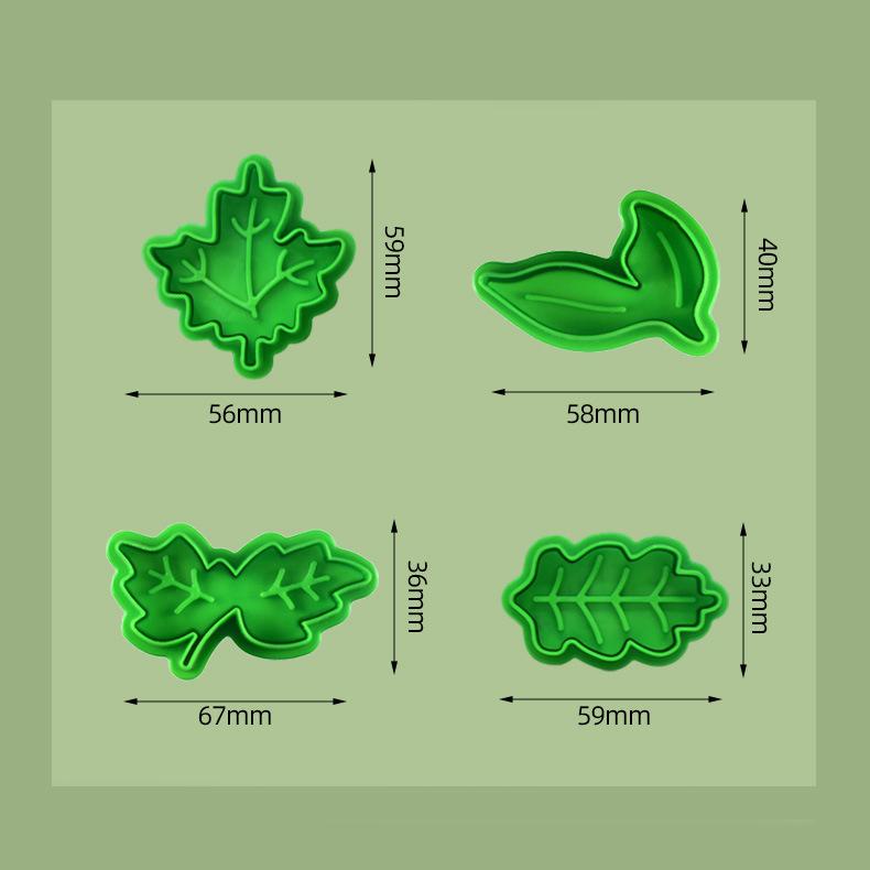 4 STÜCKE Grünes Blatt Ausstechformen Formen Weihnachtsbaum Kunststoff Backform Fondant Gebäck Dekor Keks Ausstecher Stempel Küchenwerkzeuge