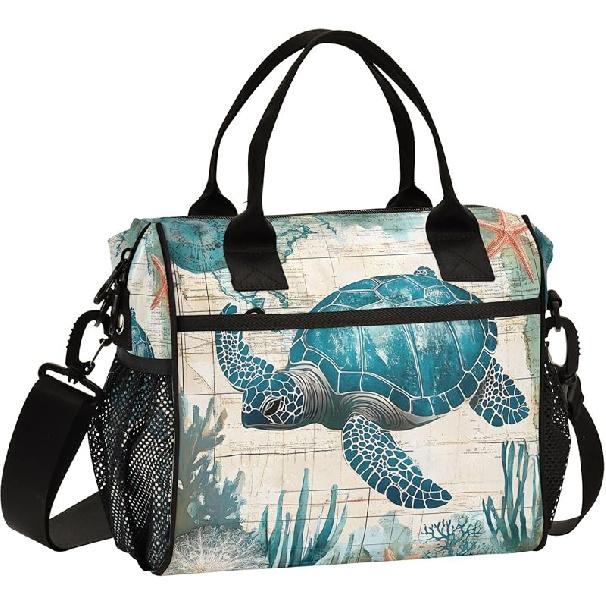 Green Butterflies Large Insulated Lunch Bag for Office Work School Picnic Reusable Tote Bag, Medium, A05W23017