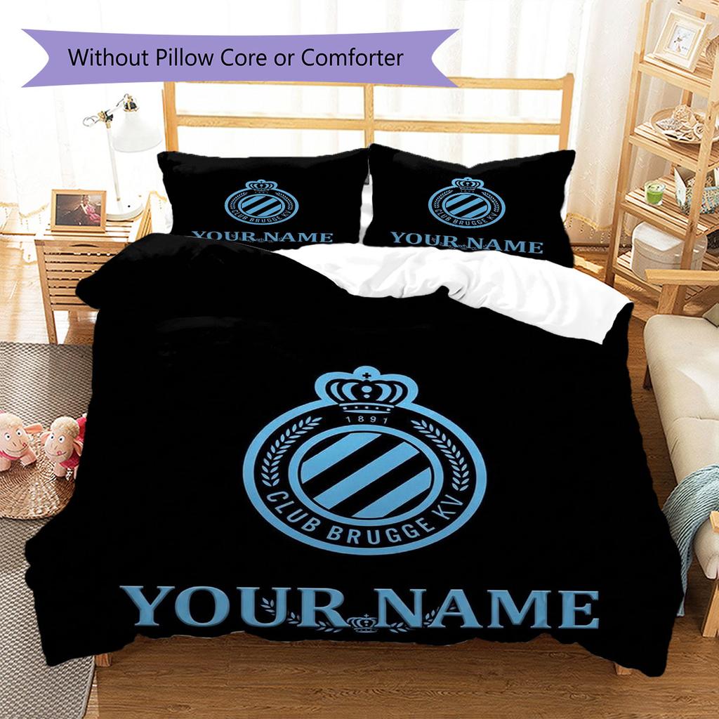 Club Brugge KV Custom Name Pattern Bedding,Quilt Set Quilt Cover Pillowcase Home Birthday Gift(1 * Duvet Cover + 2 * Pillowcase, Without Core)