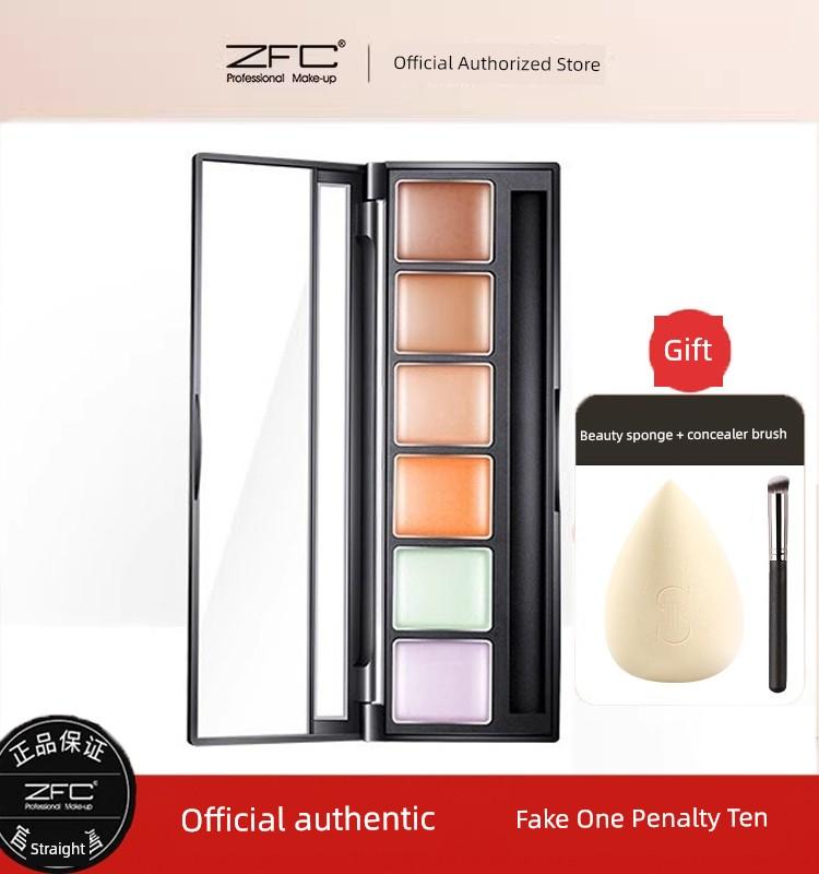 Zfc Six-Color Concealer for Contouring, Long-Lasting Oil Control, Natural Makeup To Cover Facial Spots, Acne Marks, and Dark Circles, Genuine Product