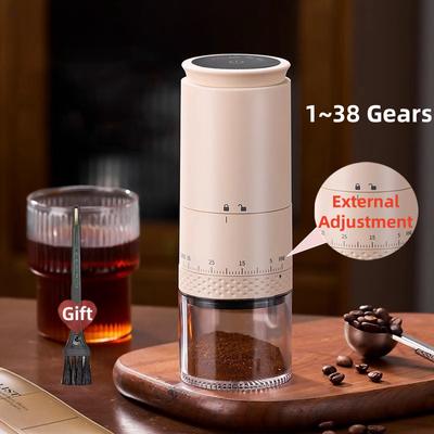 New Electric Coffee Grinder 1500mAh Conical Coffee Burr Grinder Externally Adjustable Bean Grinding Machine Kaffe Bohnen Grinder