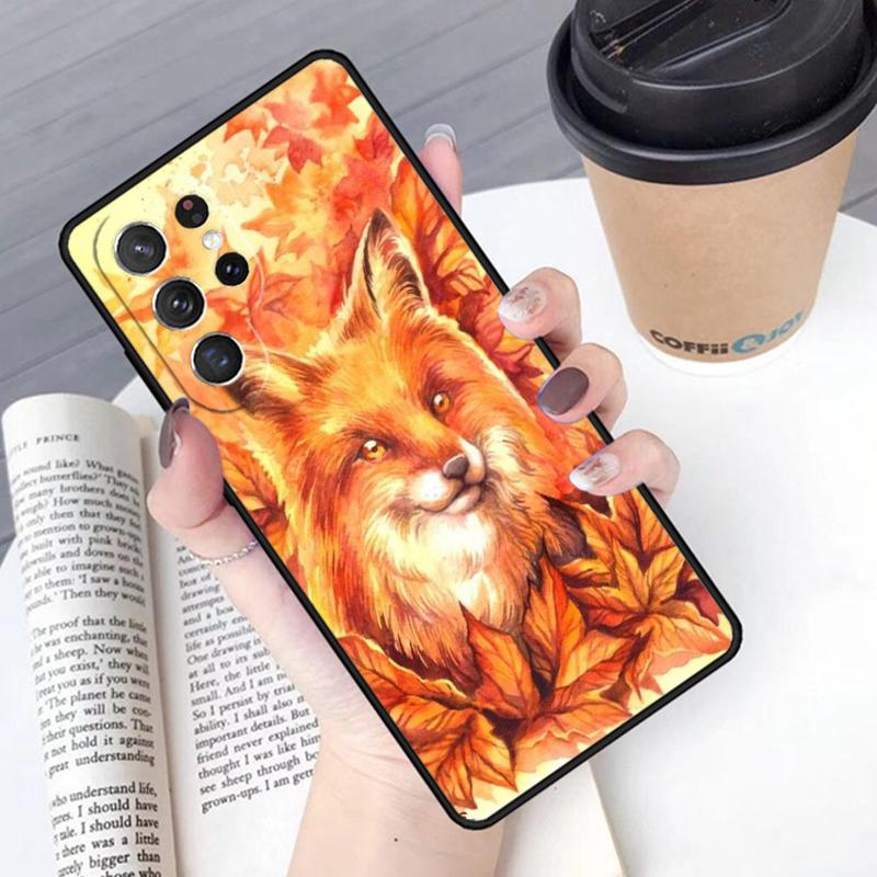 Autumn Leaves Fall Fox phone case Cover For Samsung Galaxy S24 S25 Ultra S21 S22 Ultra S10E Note 10 Plus Note 20 FE S23
