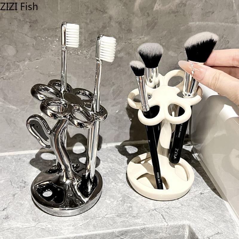 Blumenförmiges Aufbewahrungsregal Kreatives Keramik-Aufbewahrungsregal Badezimmer Kosmetik Schmuck Zahnbürsten-Aufbewahrungsregal Dekoration Organizer