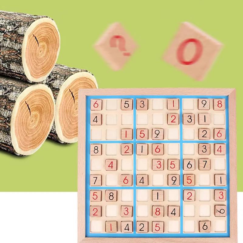 Dřevěná hra sudoku se čtyřmi šesti devíti mřížkami, šachová hádanka, logické myšlení dospělých, výzva pro inteligence pro stolní počítače