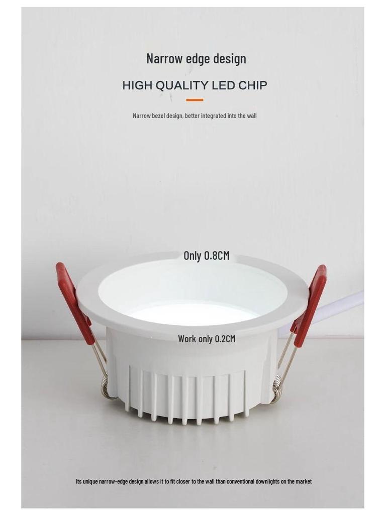 Ultra-Narrow Bezel LED Recessed Downlight: Anti-Glare Spotlight with Three-Color Light Change