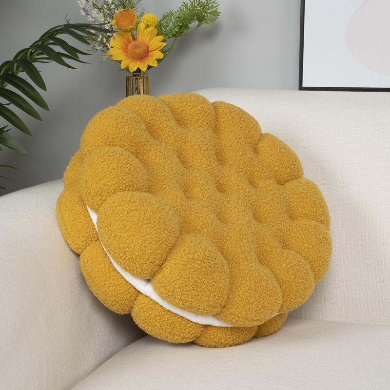 Simulation Biscuits Lamb Wool Seat Cushion Cushion Sofa Cushion Bed Waist Pillow Throw Pillow Bedside Waist Pillow 37CM