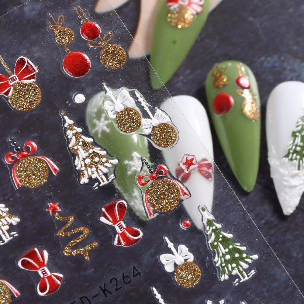Manicure Ornaments Christmas Nail Stickers Nail Accessories Christmas Nail Decals 5D Relief   Lady