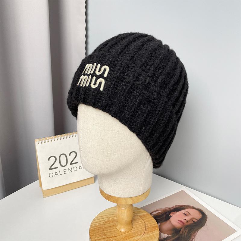 Korean Style All match Knitted Hat Warm Ear Protection Pullover Hat for Women Autumn and Winter Personalized Cold Hat Thickened Plush Hat Small Face